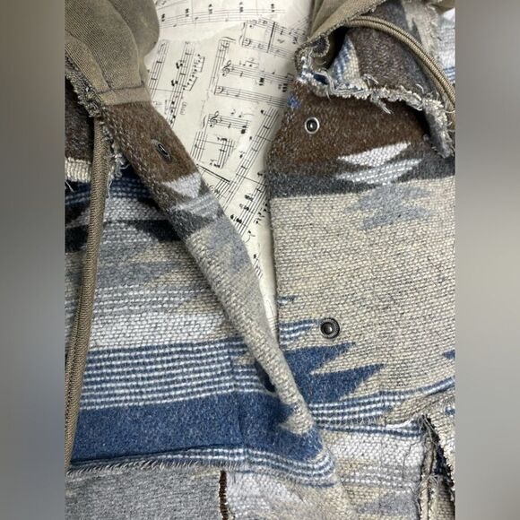 POL Aztec Shacket Coat Jacket Hooded L - Picture 3 of 6